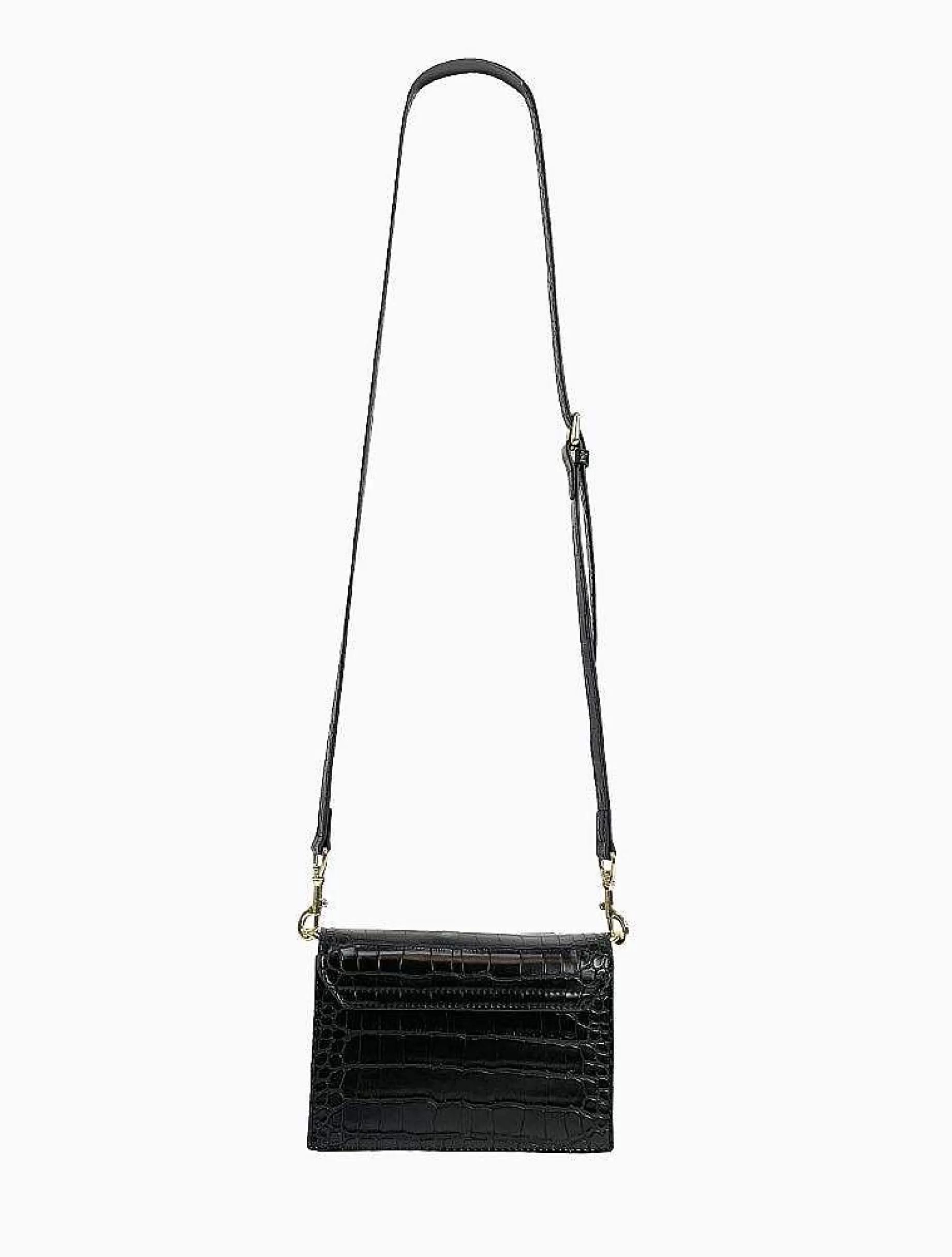 Poppy Lissiman Cross Body>Felipe Flap Bag-Black Croc