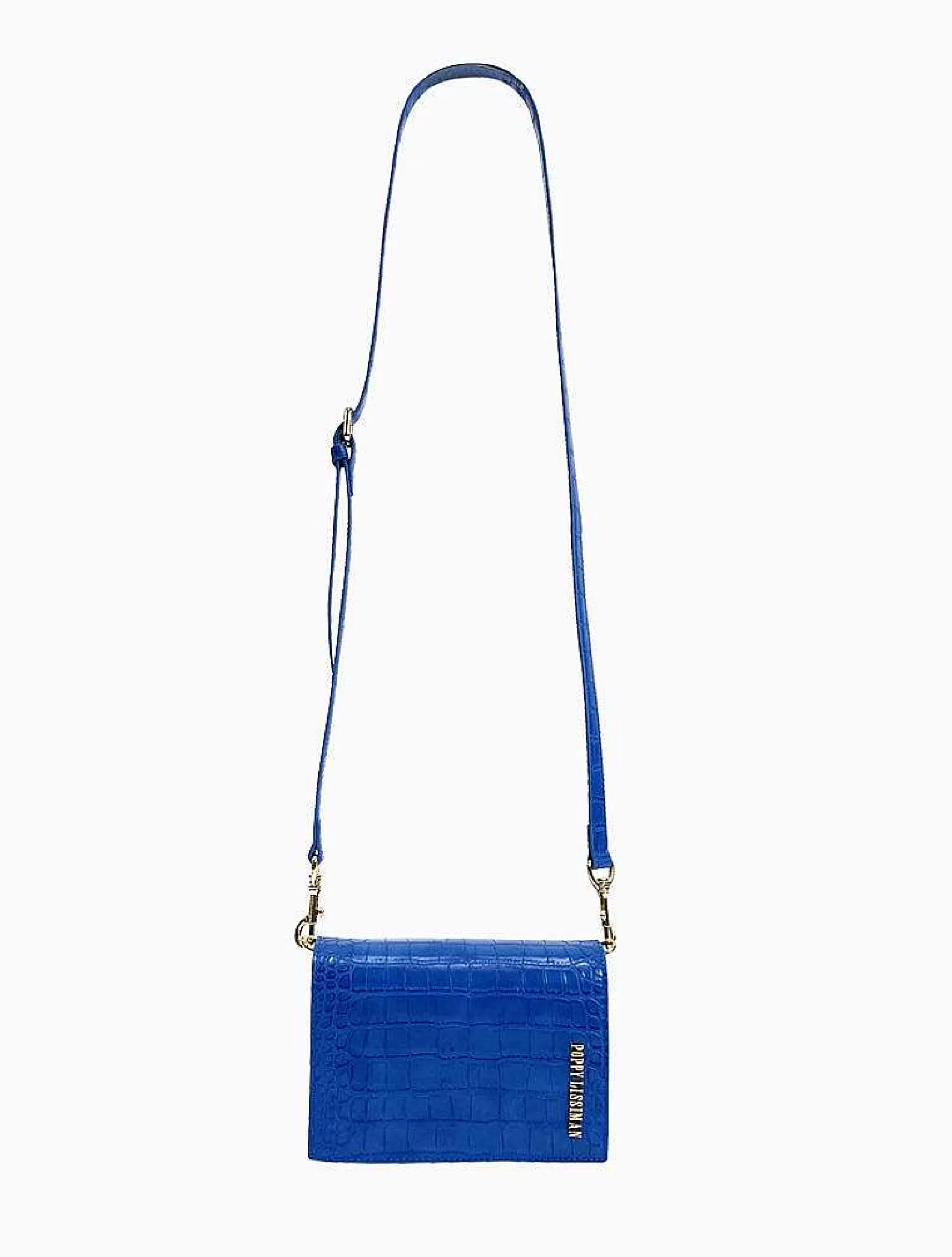 Poppy Lissiman Cross Body>Felipe Flap Bag-Electric Blue Croc