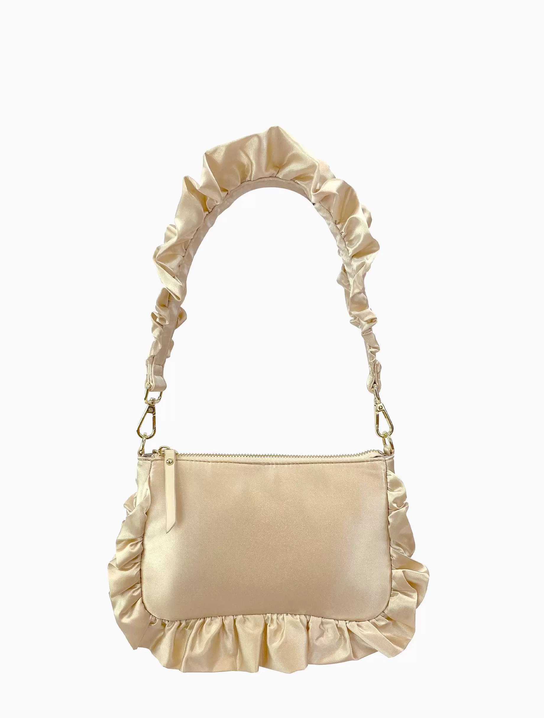 Poppy Lissiman Shoulder Bag>Frilled Satin Bag-Blanc