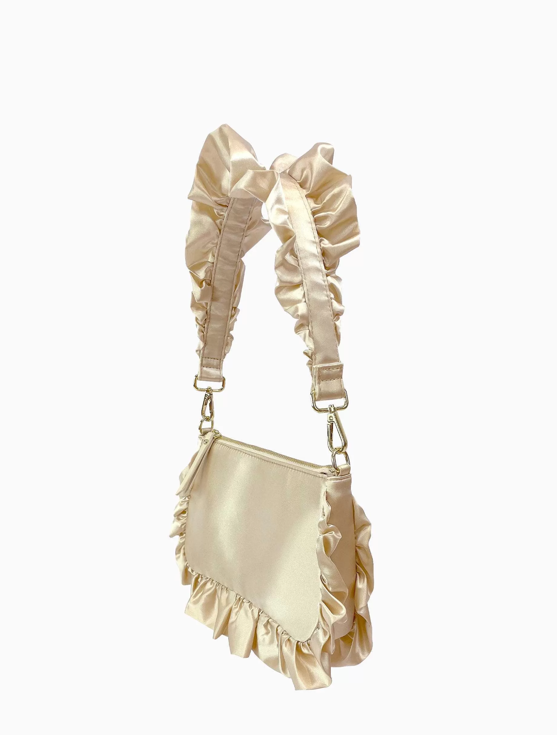 Poppy Lissiman Shoulder Bag>Frilled Satin Bag-Blanc