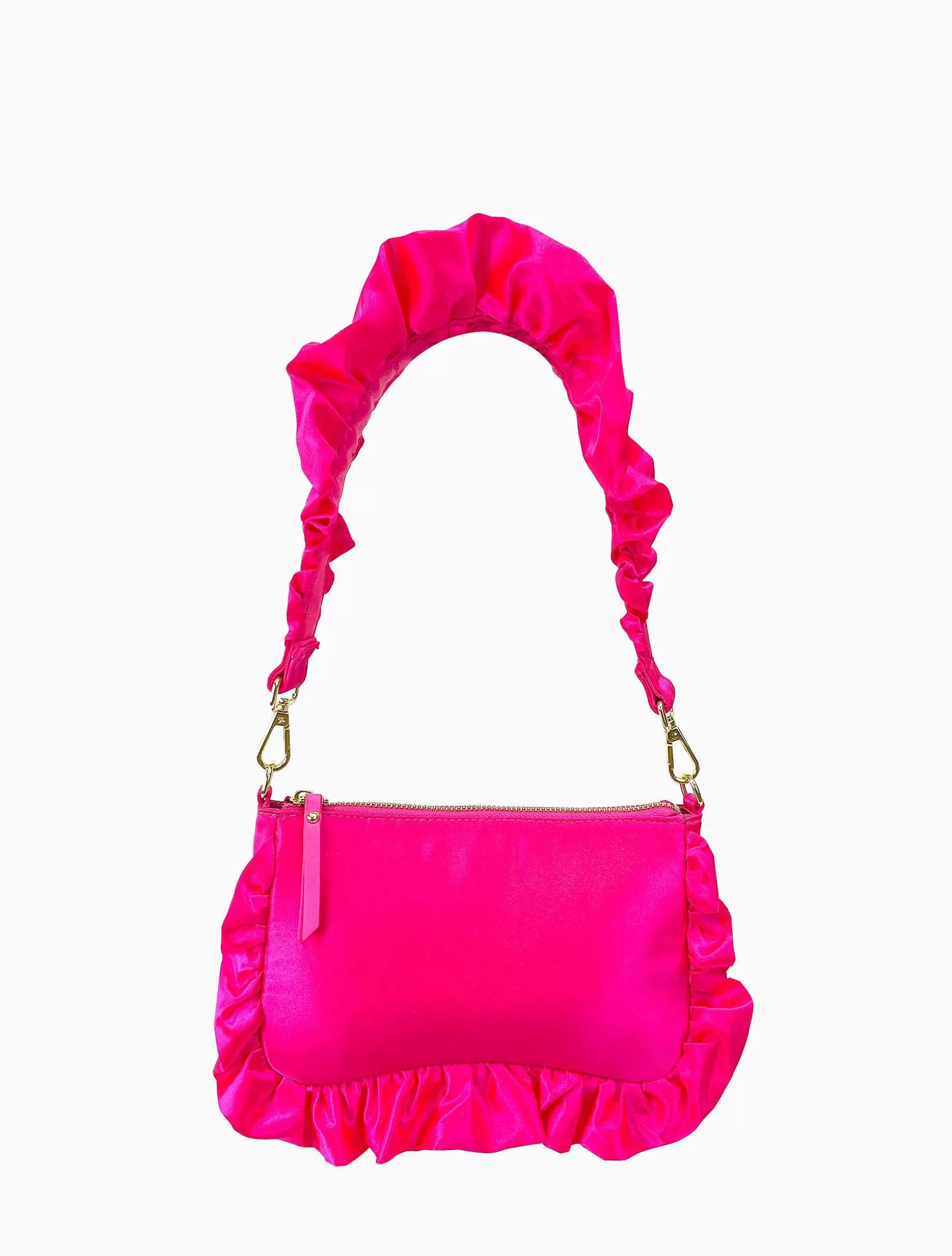 Poppy Lissiman Shoulder Bag>Frilled Satin Bag-Hot Pink