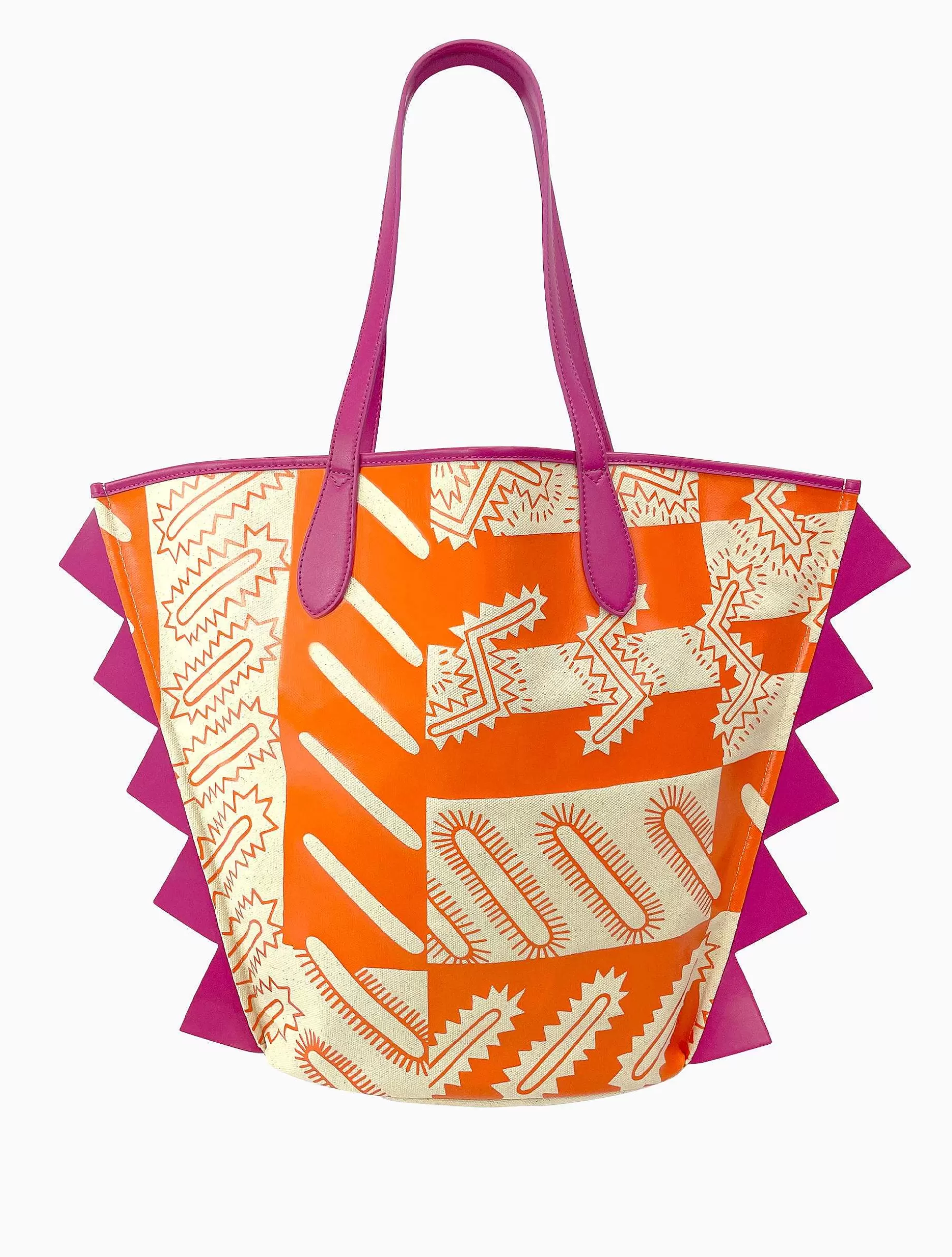 Poppy Lissiman Recycled>Geo Sparkle Tote-Orange/Magenta